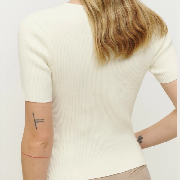 Reformation Kellie Cotton Short Sleeve Sweater - Picture 3 of 3